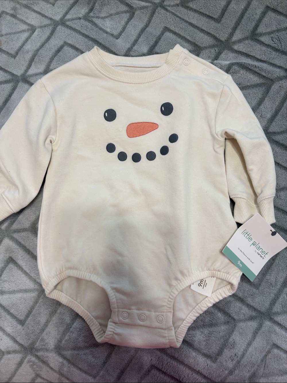 Little Planet Cream Snowman Graphic Baby One-Piece Bodysuit